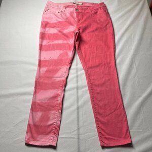 Levi's Womens Pink Mid Rise Wavy Tie Dye Pocket Skinny Denim Jeans Plus Size 16W